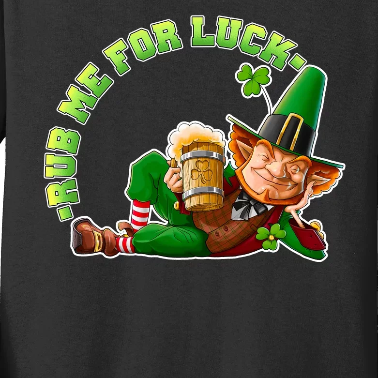 Rub Me for Luck Irish Leprechaun Kids Long Sleeve Shirt