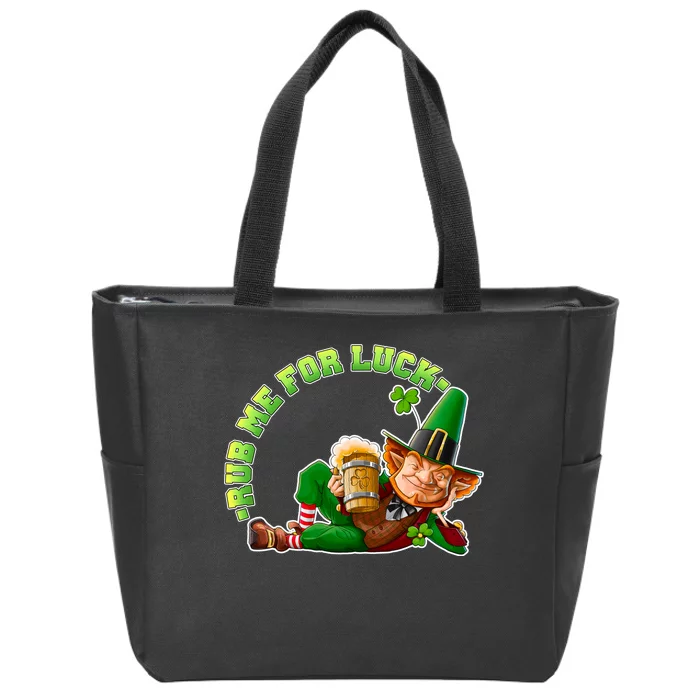 Rub Me for Luck Irish Leprechaun Zip Tote Bag