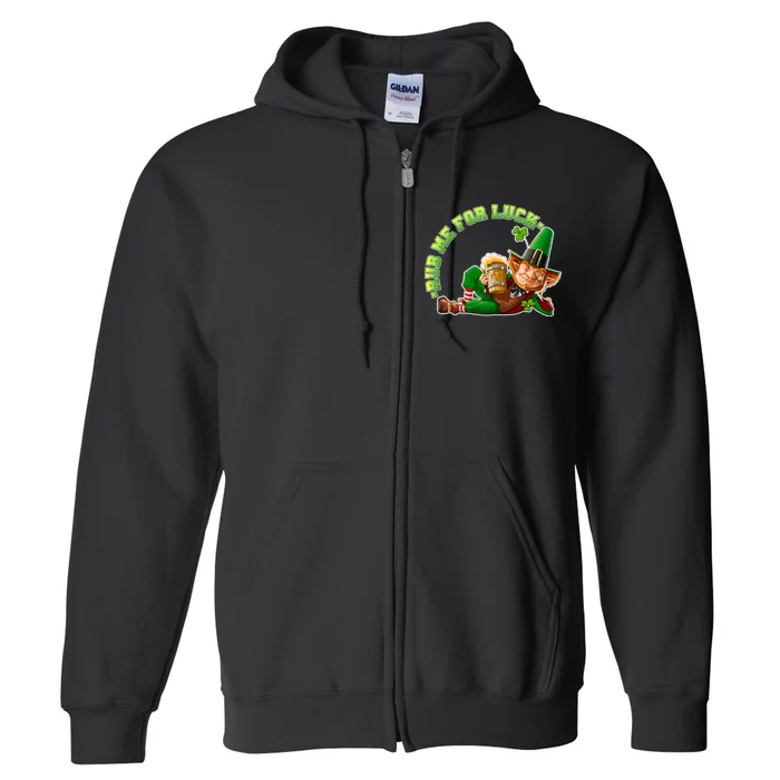 Rub Me for Luck Irish Leprechaun Full Zip Hoodie