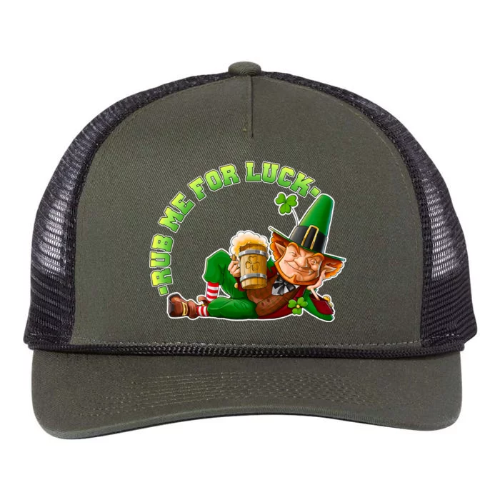 Rub Me for Luck Irish Leprechaun Retro Rope Trucker Hat Cap