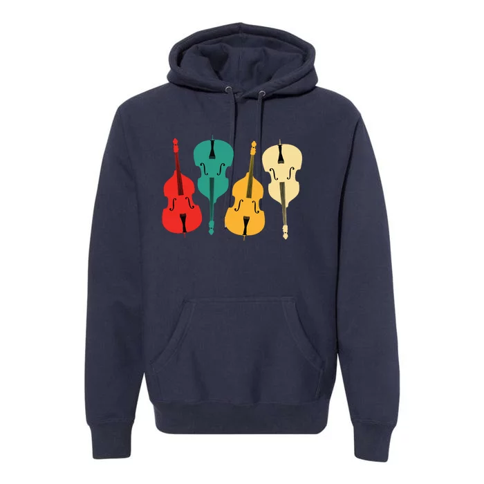 Retro Upright Bass String Double Bass Vintage Gift Premium Hoodie