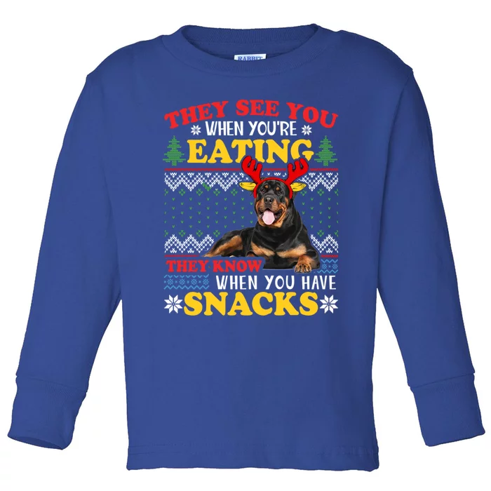 Rottweiler Ugly Christmas Gift Dog Lover Xmas Gift Toddler Long Sleeve Shirt