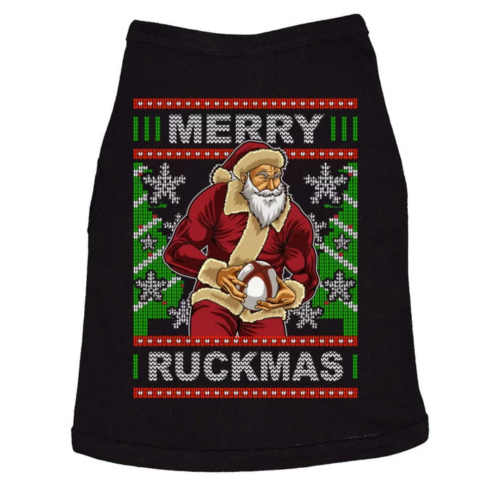 Rugby Ugly Christmas Santa Merry Ruckmas Xmas Doggie Tank