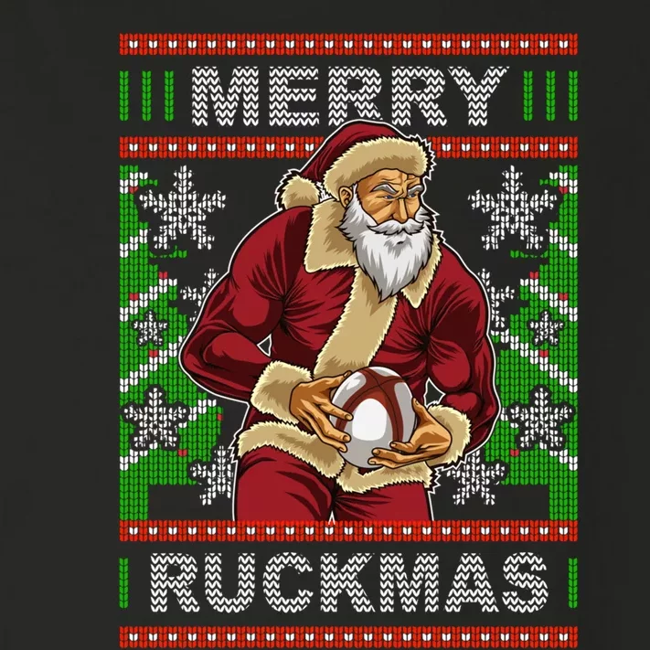 Rugby Ugly Christmas Santa Merry Ruckmas Xmas Toddler Long Sleeve Shirt