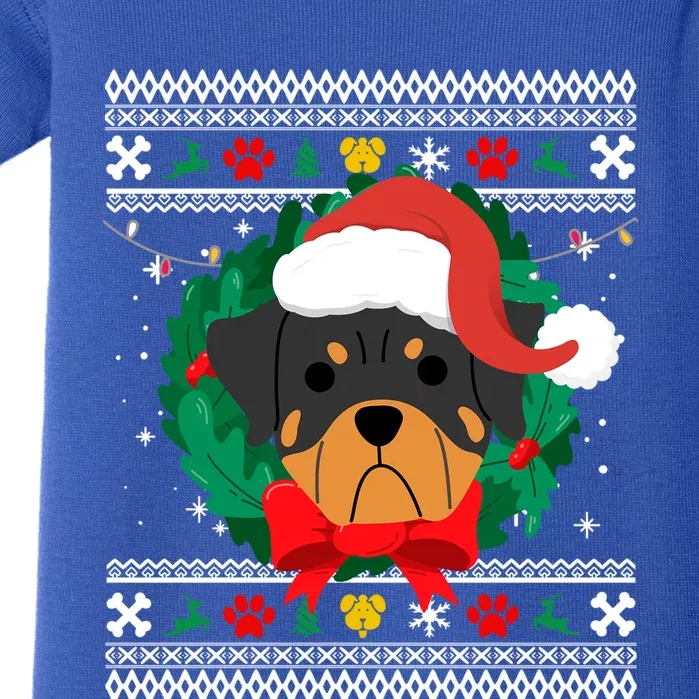 Rottweiler Ugly Christmas Sweater Rottie Great Gift Baby Bodysuit