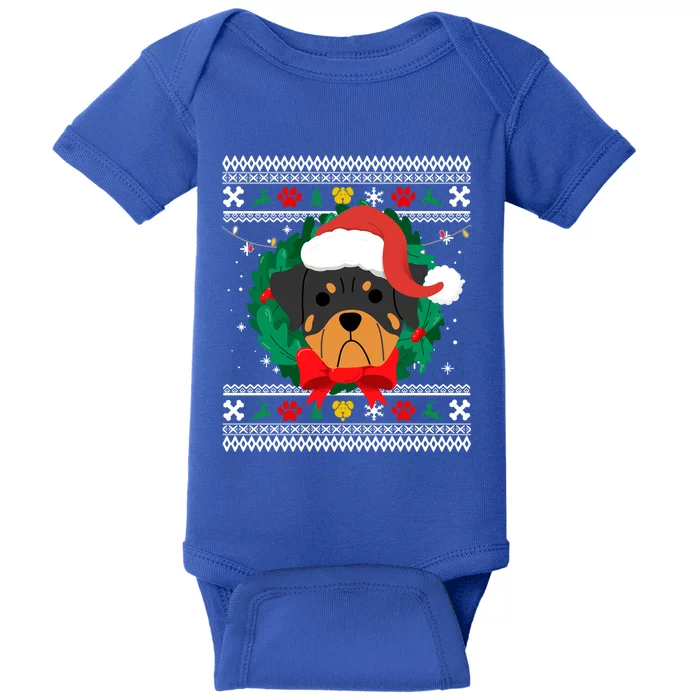 Rottweiler Ugly Christmas Sweater Rottie Great Gift Baby Bodysuit