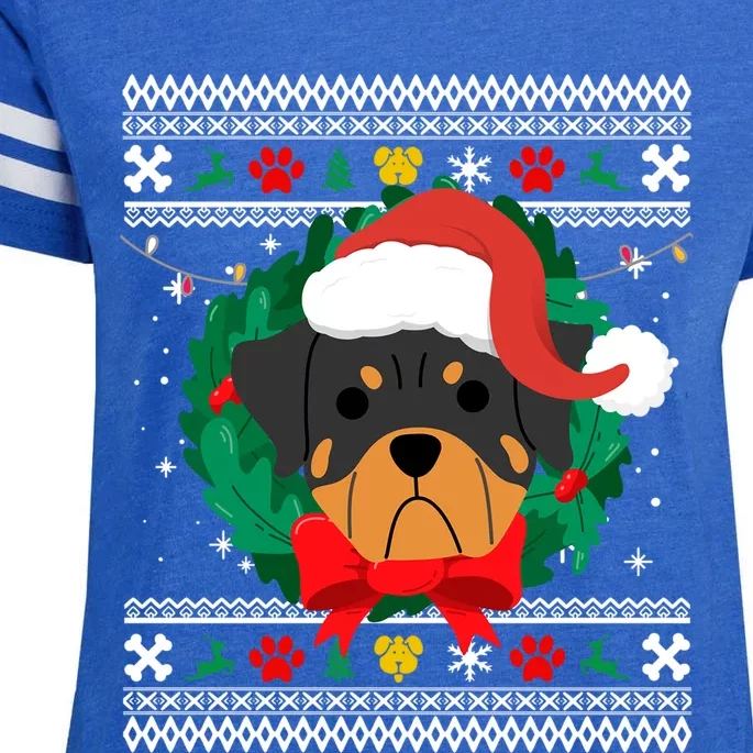 Rottweiler Ugly Christmas Sweater Rottie Great Gift Enza Ladies Jersey Football T-Shirt