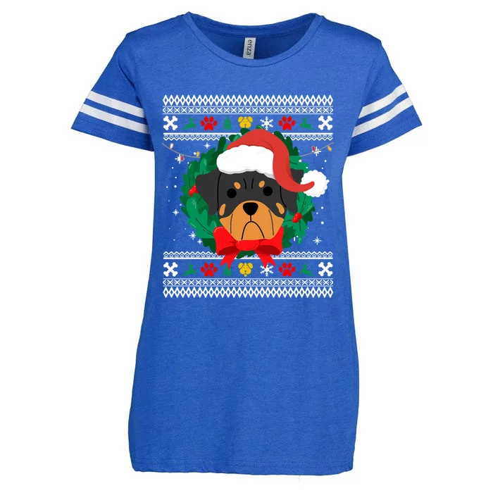 Rottweiler Ugly Christmas Sweater Rottie Great Gift Enza Ladies Jersey Football T-Shirt