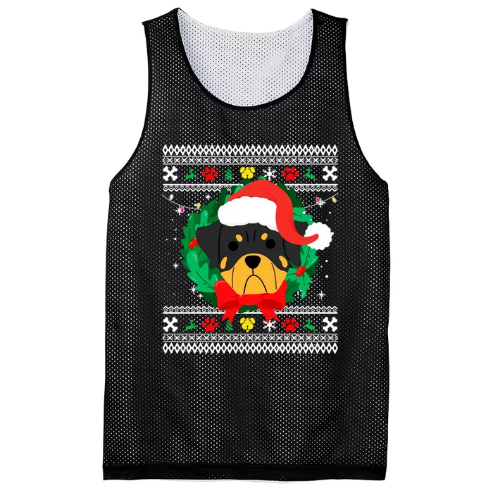 Rottweiler Ugly Christmas Sweater Rottie Mesh Reversible Basketball Jersey Tank