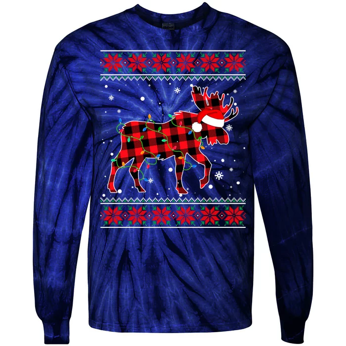 Reindeer Ugly Christmas Sweater Tie-Dye Long Sleeve Shirt