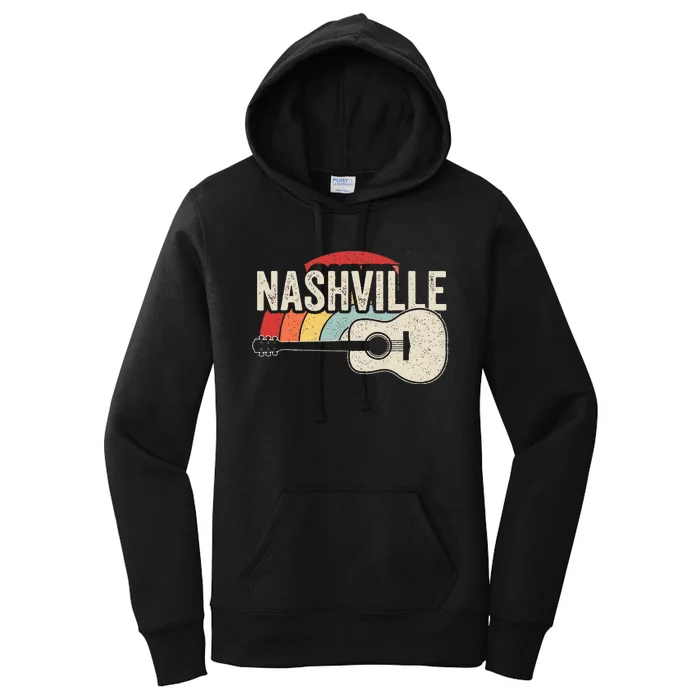 Retro Unique Country Music Lovers Nashville Musician Guitar Women's Pullover Hoodie