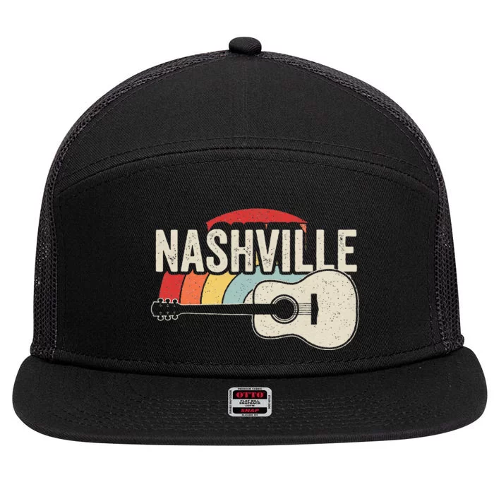 Retro Unique Country Music Lovers Nashville Musician Guitar 7 Panel Mesh Trucker Snapback Hat