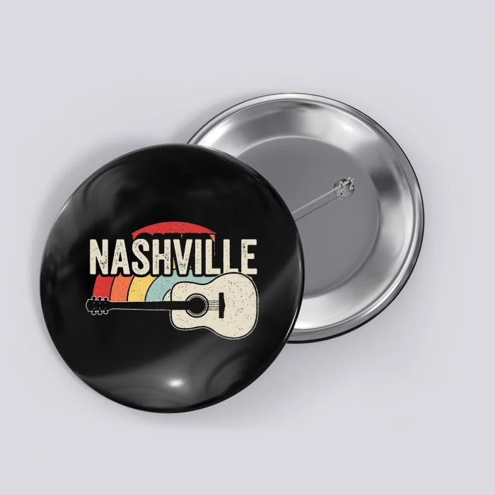 Retro Unique Country Music Lovers Nashville Musician Guitar Button