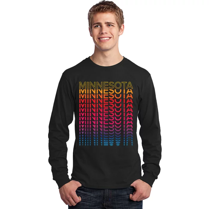 Retro Usa Colorful State Nostalgic Minnesota Long Sleeve Shirt