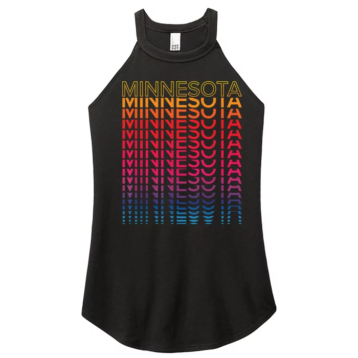 Retro Usa Colorful State Nostalgic Minnesota Women’s Perfect Tri Rocker Tank