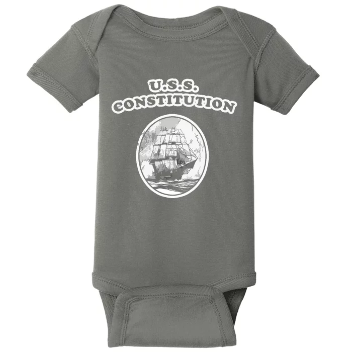 Retro USS Constitution By Turbo Volcano Baby Bodysuit