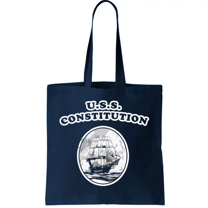 Retro USS Constitution By Turbo Volcano Tote Bag