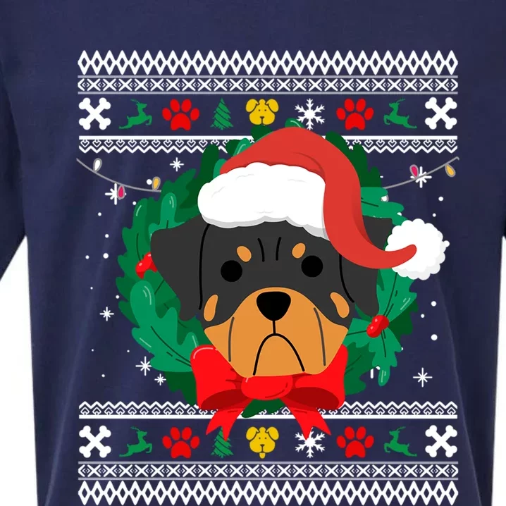 Rottweiler Ugly Christmas Sweater Rottie Gift Sueded Cloud Jersey T-Shirt