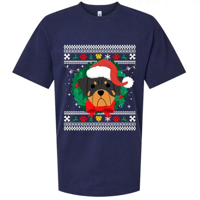 Rottweiler Ugly Christmas Sweater Rottie Gift Sueded Cloud Jersey T-Shirt