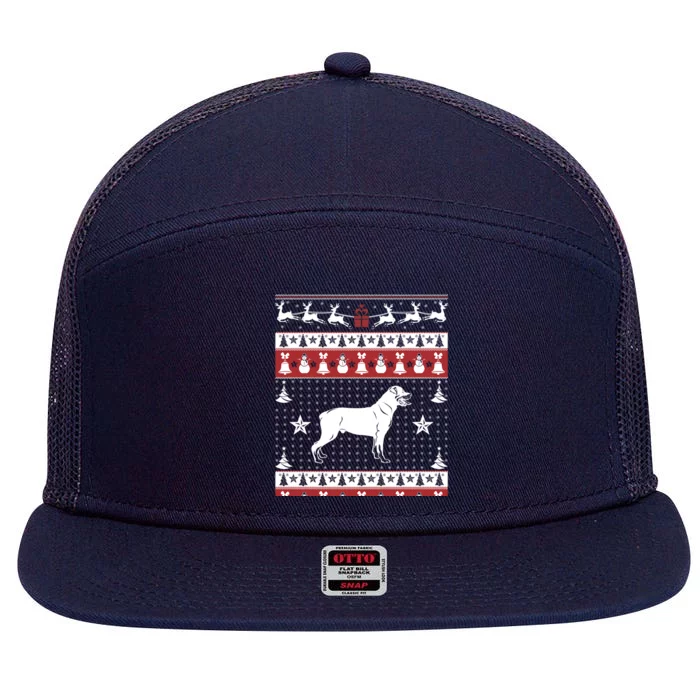 Rottweiler Ugly Christmas Sweater Xmas Gift Rottweiler Gift 7 Panel Mesh Trucker Snapback Hat