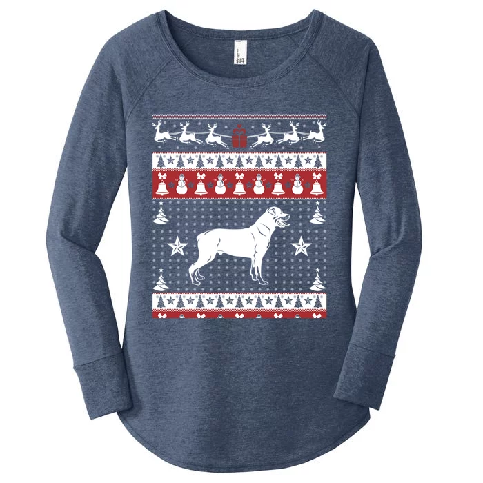 Rottweiler Ugly Christmas Sweater Xmas Gift Rottweiler Gift Women's Perfect Tri Tunic Long Sleeve Shirt