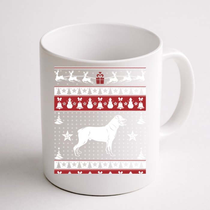 Rottweiler Ugly Christmas Sweater Xmas Gift Rottweiler Gift Front & Back Coffee Mug