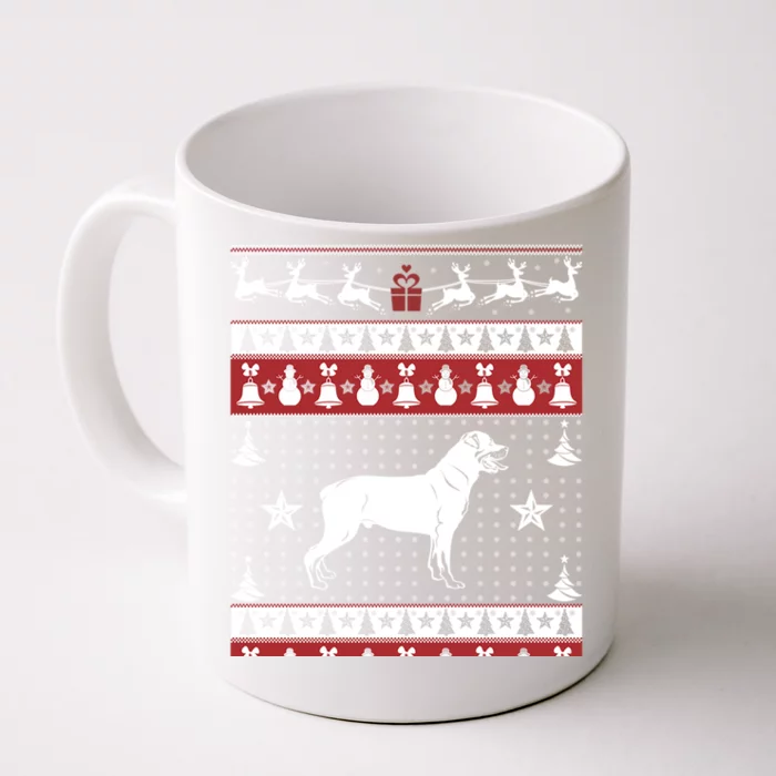 Rottweiler Ugly Christmas Sweater Xmas Gift Rottweiler Gift Front & Back Coffee Mug