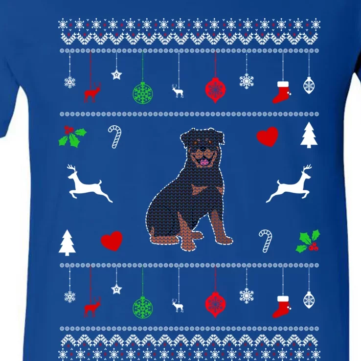 Rottweiler Ugly Christmas Design Dog Lover Gift Cute Gift V-Neck T-Shirt