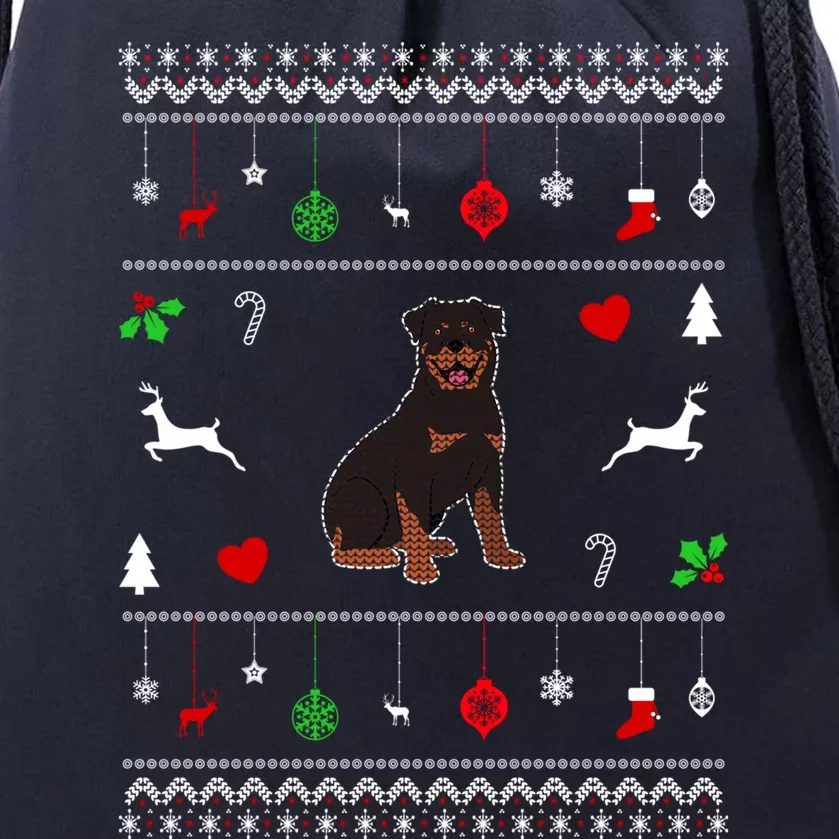 Rottweiler Ugly Christmas Design Dog Lover Gift Cute Gift Drawstring Bag