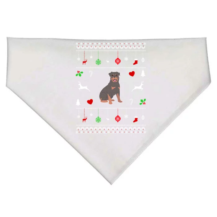 Rottweiler Ugly Christmas Design Dog Lover Gift Cute Gift USA-Made Doggie Bandana