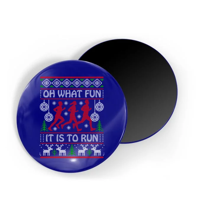 Running Ugly Christmas Oh What Fun It Is To Run Funny Ugly Gift Magnet