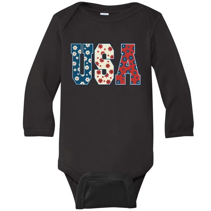 Retro Usa Comfort Colors Graphic Baby Long Sleeve Bodysuit