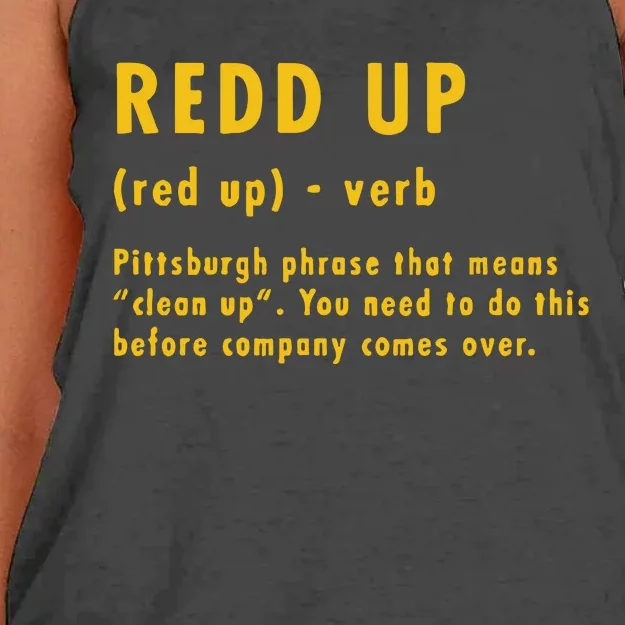 Redd Up Definition Pittsburgh Phrase That Means Women's Knotted Racerback Tank