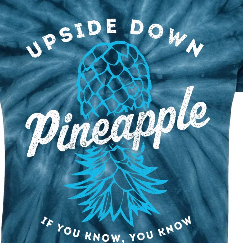 Retro Upside Down Pineapple Swinger Kids Tie-Dye T-Shirt