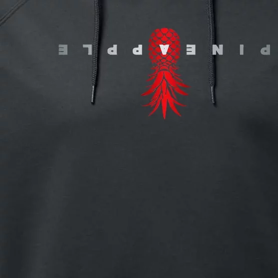 Retro Upside Down Pineapple Swinger Performance Fleece Hoodie