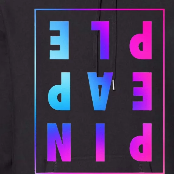 Retro Upside Down Pineapple Swinger Pastel Text Grid Premium Hoodie