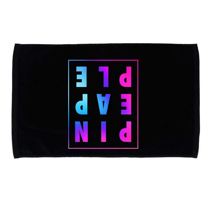 Retro Upside Down Pineapple Swinger Pastel Text Grid Microfiber Hand Towel