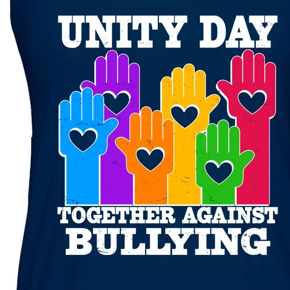 Retro Unity Day Together Against Bullying Raised Hands Ladies Essential Flowy Tank