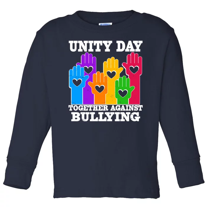 Retro Unity Day Together Against Bullying Raised Hands Toddler Long Sleeve Shirt