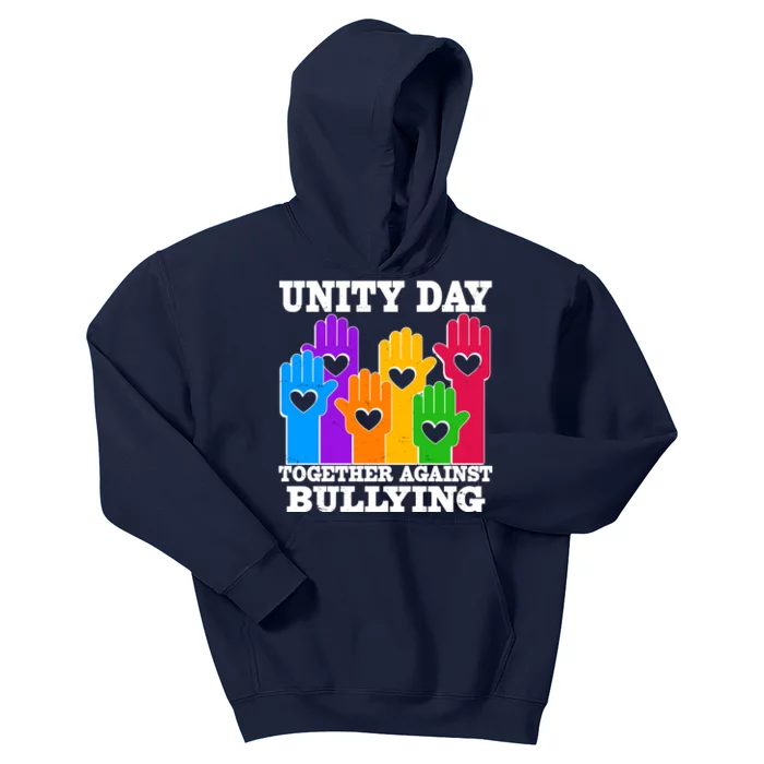 Retro Unity Day Together Against Bullying Raised Hands Kids Hoodie