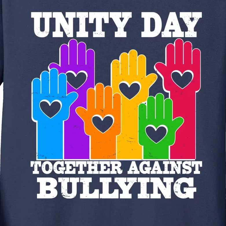 Retro Unity Day Together Against Bullying Raised Hands Kids Long Sleeve Shirt