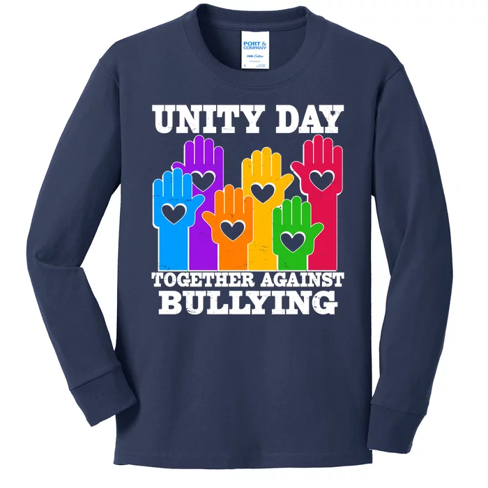 Retro Unity Day Together Against Bullying Raised Hands Kids Long Sleeve Shirt