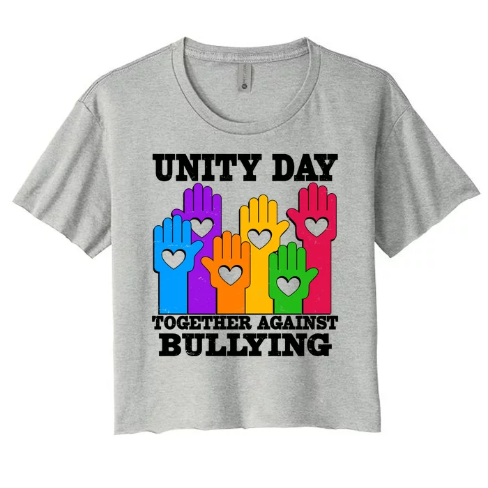 Retro Unity Day Together Against Bullying Raised Hands Women's Crop Top Tee