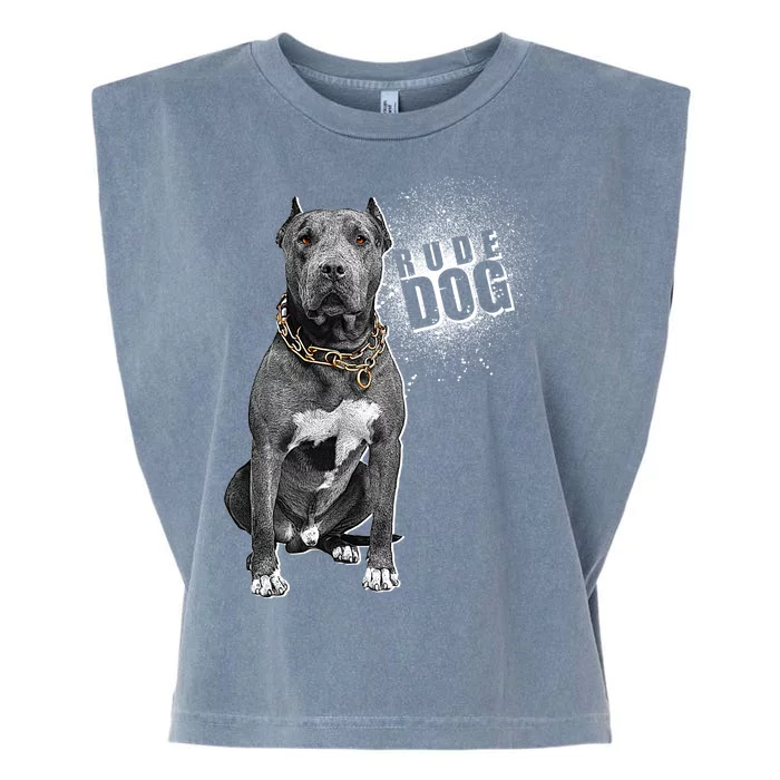 Rude Dog Pitbull Lover Garment-Dyed Women's Muscle Tee