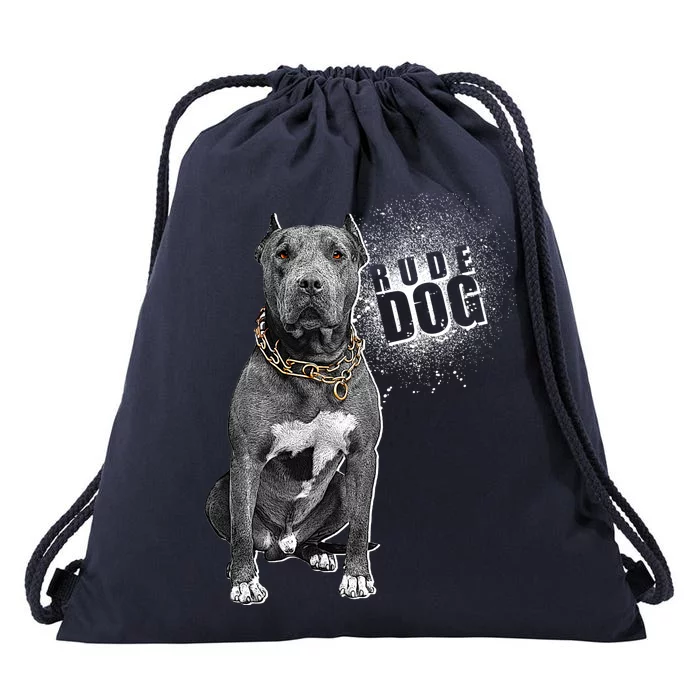 Rude Dog Pitbull Lover Drawstring Bag