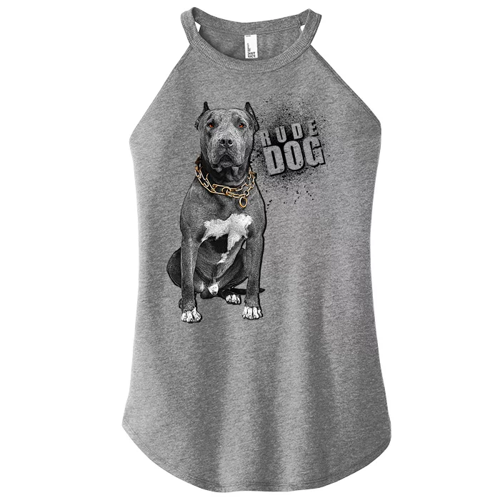 Rude Dog Pitbull Lover Women’s Perfect Tri Rocker Tank