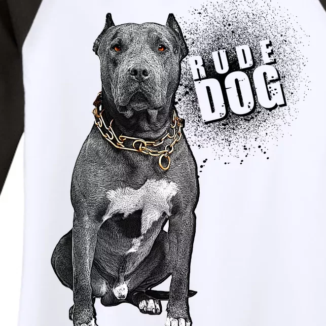 Rude Dog Pitbull Lover Women's Tri-Blend 3/4-Sleeve Raglan Shirt