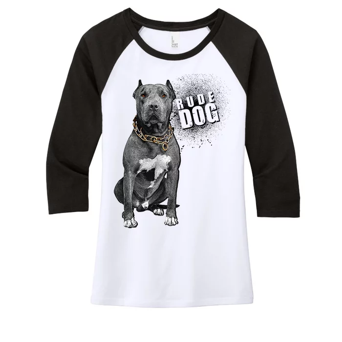 Rude Dog Pitbull Lover Women's Tri-Blend 3/4-Sleeve Raglan Shirt