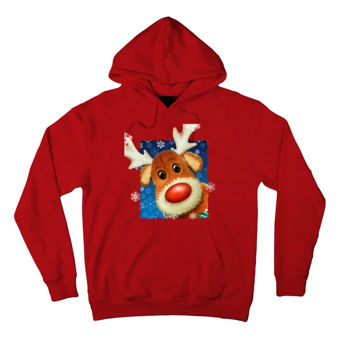 Rudolph Red Nose - Reindeer Closeup Christmas Hoodie