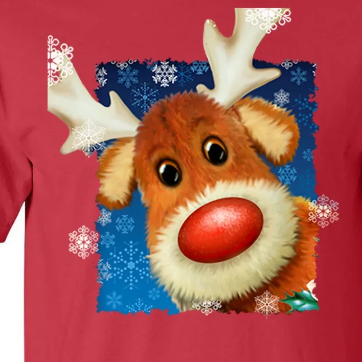 Rudolph Red Nose - Reindeer Closeup Christmas Tall T-Shirt